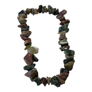 Genuine Multi Color Agate Stone Chip Strand Stretch Bracelet